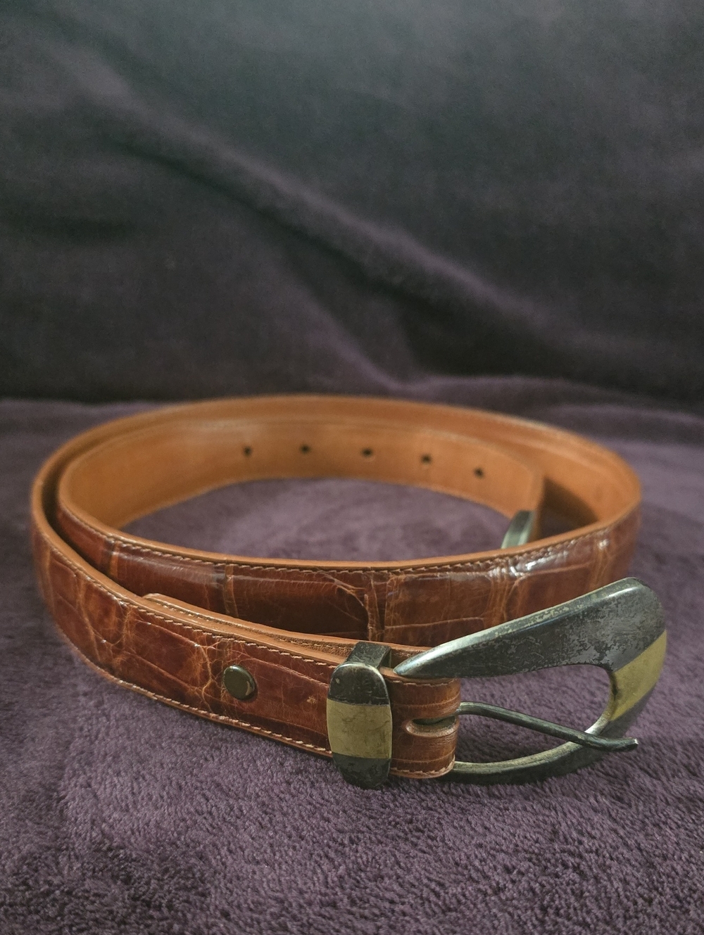 Pat Areias Genuine American Alligator 925 Sterling Silver Belt